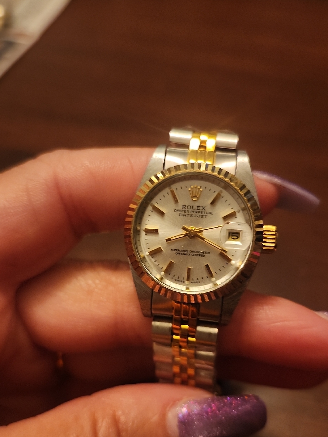 Rolex Datejust Womens TwoTone Silver And Gold Bracelet Watch